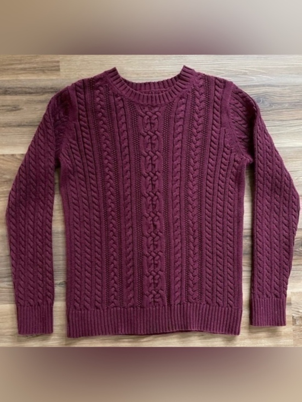 Cable Knit Women’s Burgundy Preppy Sweater